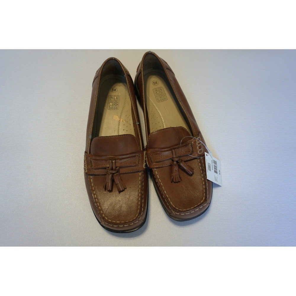 Faded Glory Womens Tassel Loafers Brown Moc Toe Slip On Shoes Size 8.5W New